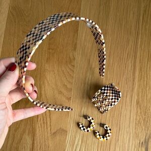 Checkered Headband, Clip, and Earring Set